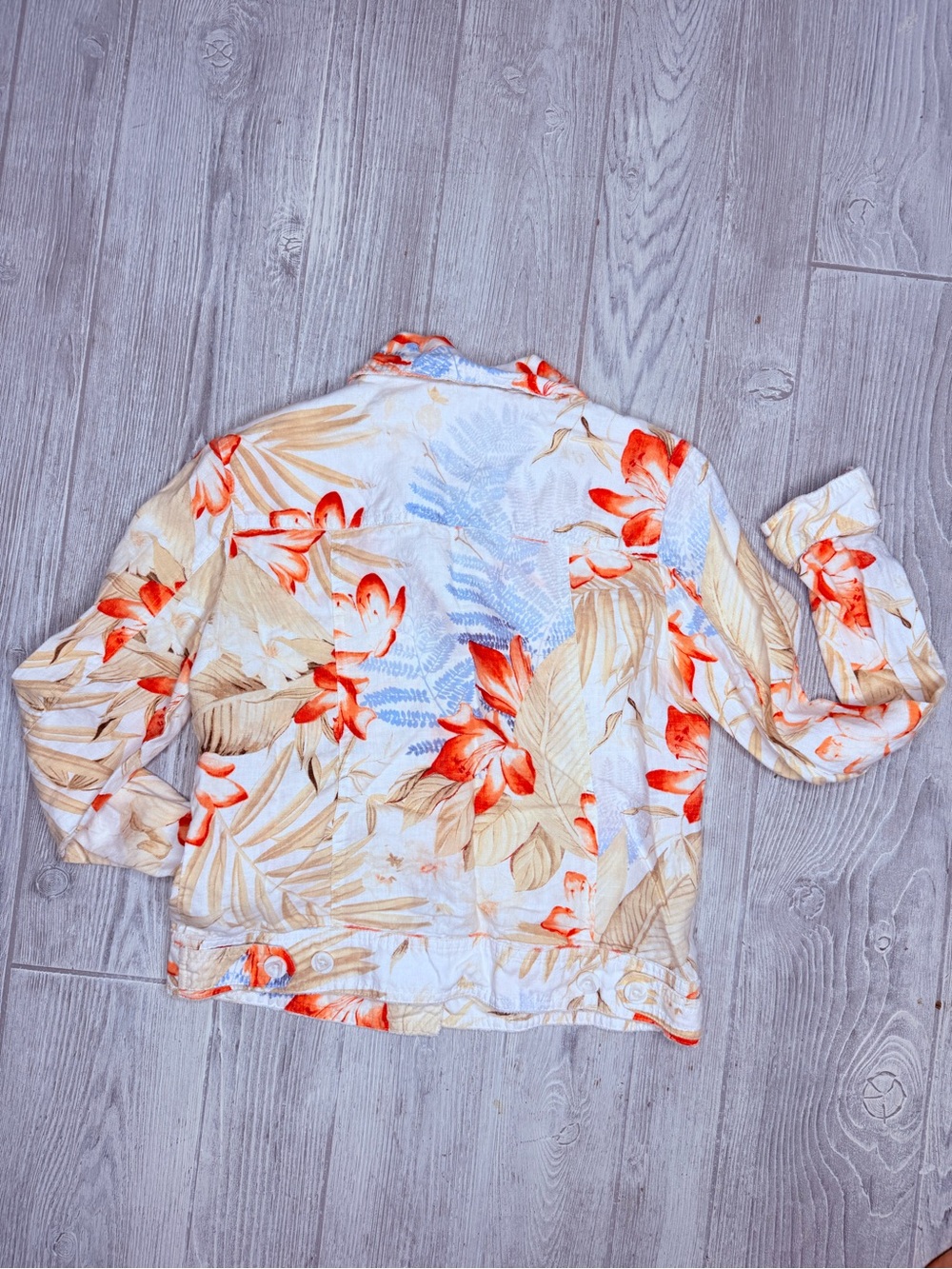 Tommy Bahama pastel floral button front long sleeve jacket shirt size xs - Picture 5 of 5